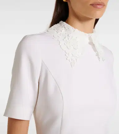 Oscar de la Renta Lace-trimmed wool-blend midi dress | Thumbnail 3