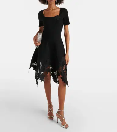 Oscar de la Renta Lace-trimmed knitted minidress | Thumbnail 3