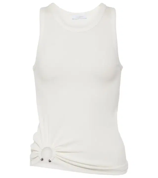 Ring-detail cotton-blend jersey tank top