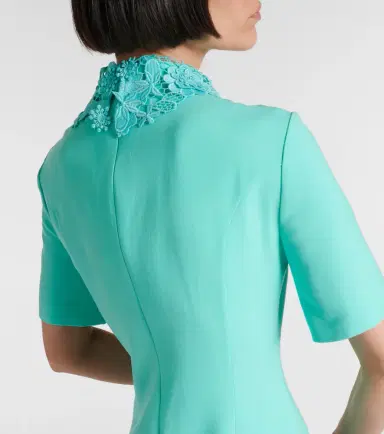 Oscar de la Renta Lace-trimmed wool-blend midi dress | Thumbnail 2