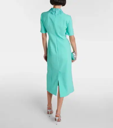 Oscar de la Renta Lace-trimmed wool-blend midi dress | Thumbnail 4