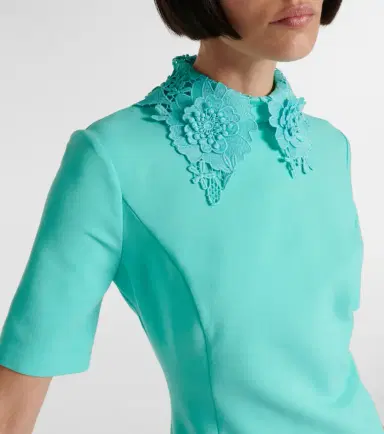 Oscar de la Renta Lace-trimmed wool-blend midi dress | Thumbnail 5