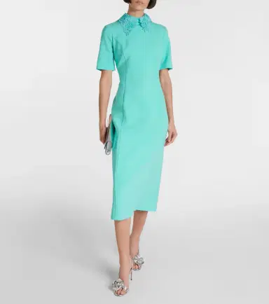 Oscar de la Renta Lace-trimmed wool-blend midi dress | Thumbnail 6