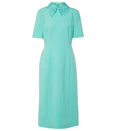 Oscar de la Renta Lace-trimmed wool-blend midi dress | Thumbnail 1