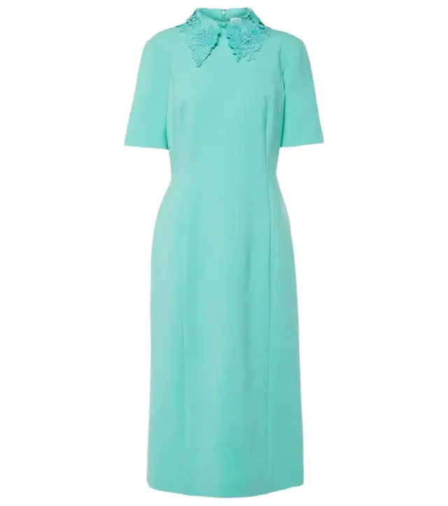 Oscar de la Renta Lace-trimmed wool-blend midi dress