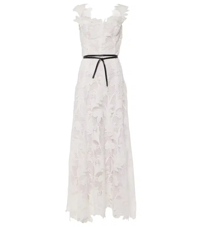 Oscar de la Renta Marbled Carnation Guipure lace bustier gown