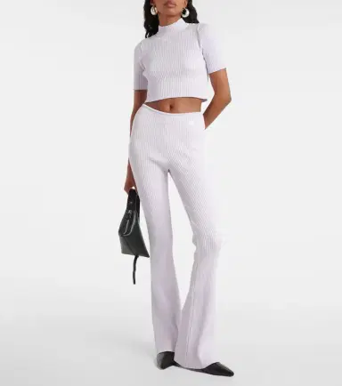 Courreges Courrèges Reedition ribbed-knit flared pants | Thumbnail 4