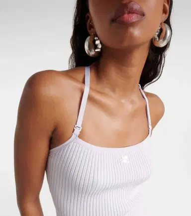Courreges Courrèges Logo halterneck ribbed-knit tank top | Thumbnail 2