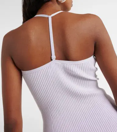 Courreges Courrèges Logo halterneck ribbed-knit tank top | Thumbnail 3