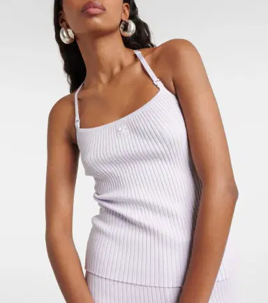 Courreges Courrèges Logo halterneck ribbed-knit tank top | Thumbnail 4