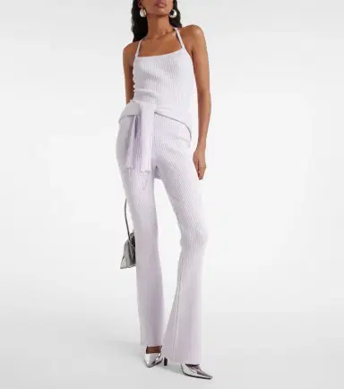 Courreges Courrèges Logo halterneck ribbed-knit tank top | Thumbnail 6