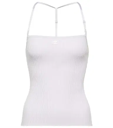 Courreges Courrèges Logo halterneck ribbed-knit tank top | Thumbnail 1