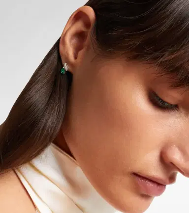 Repossi Serti Sur Vide 18kt white gold single earring with diamonds and emerald | Thumbnail 3 Repossi Serti Sur Vide 18kt white gold single earring with diamonds and emerald | Thumbnail 3