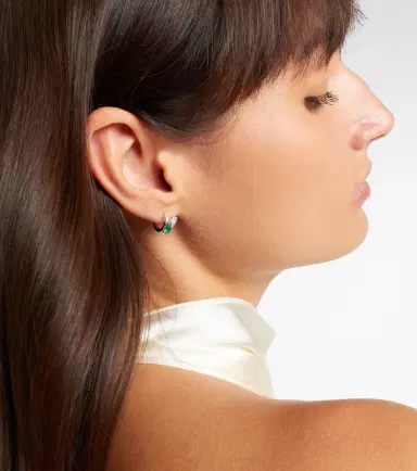 Repossi Serti Sur Vide 18kt white gold single earring with diamonds and emerald | Thumbnail 4 Repossi Serti Sur Vide 18kt white gold single earring with diamonds and emerald | Thumbnail 4