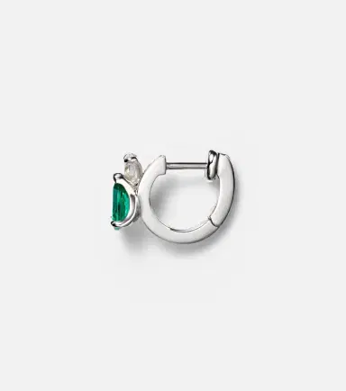 Repossi Serti sur Vide 18kt white gold single earring with diamonds and emerald | Thumbnail 4 Repossi Serti sur Vide 18kt white gold single earring with diamonds and emerald | Thumbnail 4