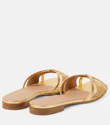 Malone Souliers Penn raffia and metallic leather sandals | Thumbnail 2