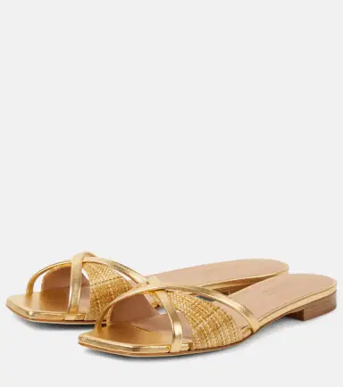 Malone Souliers Penn raffia and metallic leather sandals | Thumbnail 3