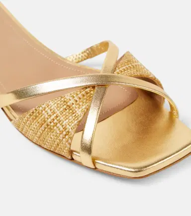 Malone Souliers Penn raffia and metallic leather sandals | Thumbnail 4