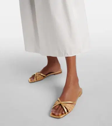 Malone Souliers Penn raffia and metallic leather sandals | Thumbnail 5
