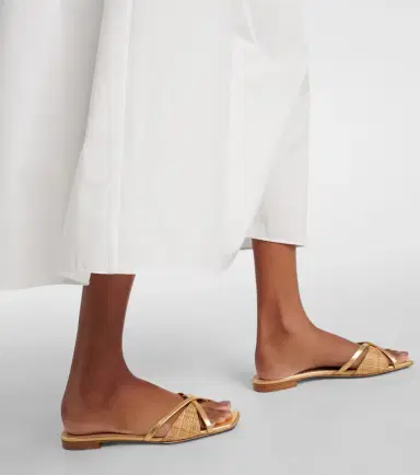 Malone Souliers Penn raffia and metallic leather sandals | Thumbnail 6