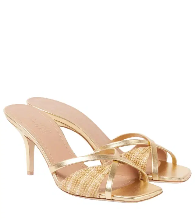 Malone Souliers Penn 70 raffia leather-lined mules