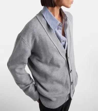 Bottega Veneta Leather-trimmed cashmere-blend cardigan | Thumbnail 3 Bottega Veneta Leather-trimmed cashmere-blend cardigan | Thumbnail 3