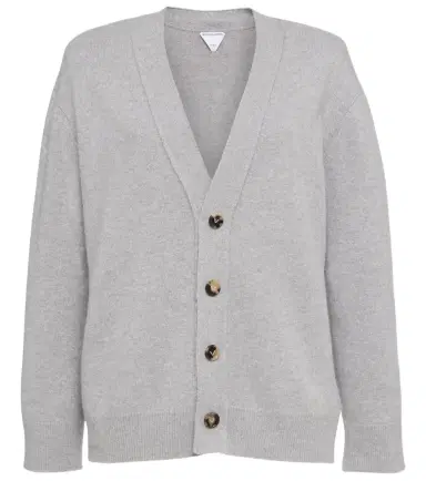 Bottega Veneta Leather-trimmed cashmere-blend cardigan | Thumbnail 1 Bottega Veneta Leather-trimmed cashmere-blend cardigan | Thumbnail 1