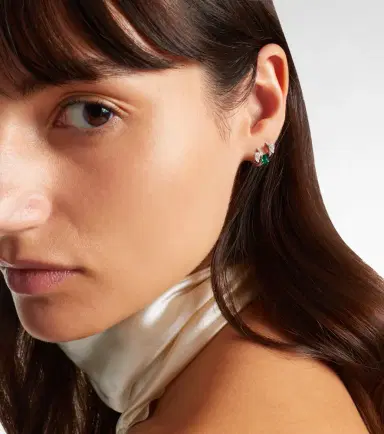 Repossi Serti Sur Vide 18kt white gold single earring with diamonds and emerald | Thumbnail 3 Repossi Serti Sur Vide 18kt white gold single earring with diamonds and emerald | Thumbnail 3