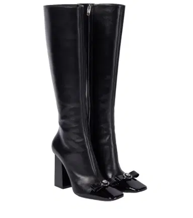 Versace Gianni Ribbon leather knee-high boots | Thumbnail 1 Versace Gianni Ribbon leather knee-high boots | Thumbnail 1