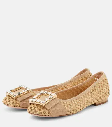Roger Vivier Très Vivier raffia-effect ballet flats | Thumbnail 2