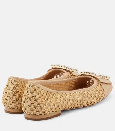 Roger Vivier Très Vivier raffia-effect ballet flats | Thumbnail 3