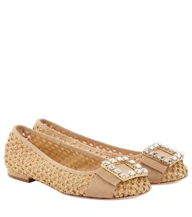 Roger Vivier Très Vivier raffia-effect ballet flats | Thumbnail 1