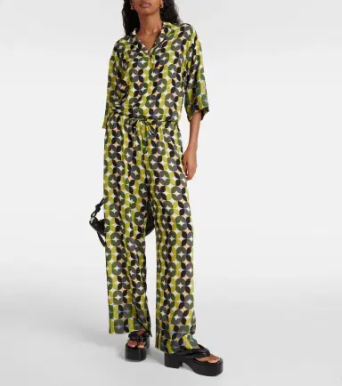 Dries Van Noten Printed high-rise crêpe wide-leg pants | Thumbnail 4