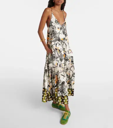 Dries Van Noten Printed satin maxi dress | Thumbnail 2