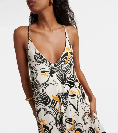 Dries Van Noten Printed satin maxi dress | Thumbnail 4