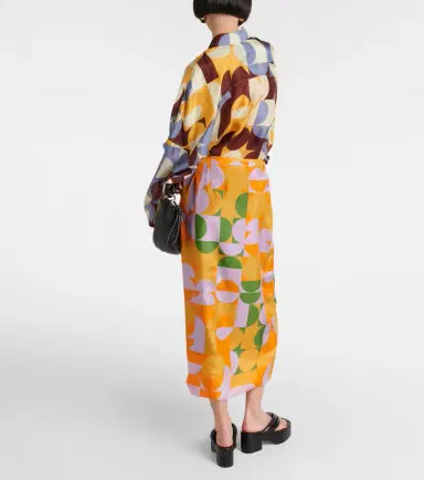 Dries Van Noten Printed silk satin maxi skirt | Thumbnail 2