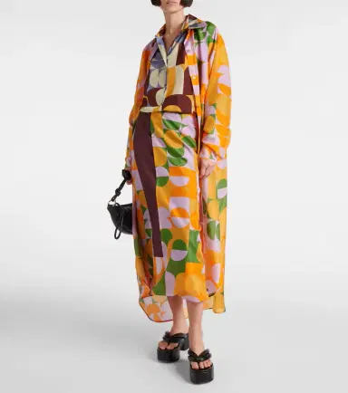 Dries Van Noten Printed silk satin maxi skirt | Thumbnail 4