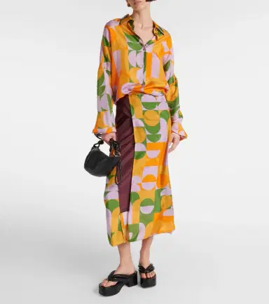 Dries Van Noten Printed silk satin maxi skirt | Thumbnail 6