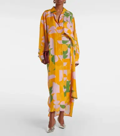 Dries Van Noten Printed silk pongee shirt dress | Thumbnail 4