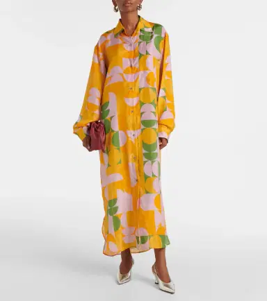 Dries Van Noten Printed silk pongee shirt dress | Thumbnail 6