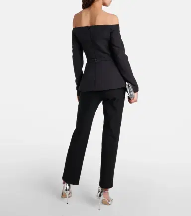 Safiyaa Brien off-shoulder crêpe peplum top | Thumbnail 3