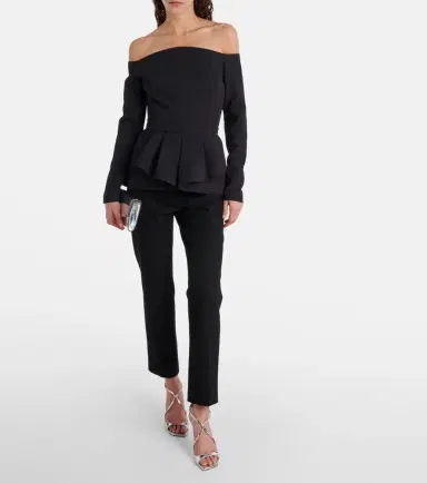 Safiyaa Brien off-shoulder crêpe peplum top | Thumbnail 4