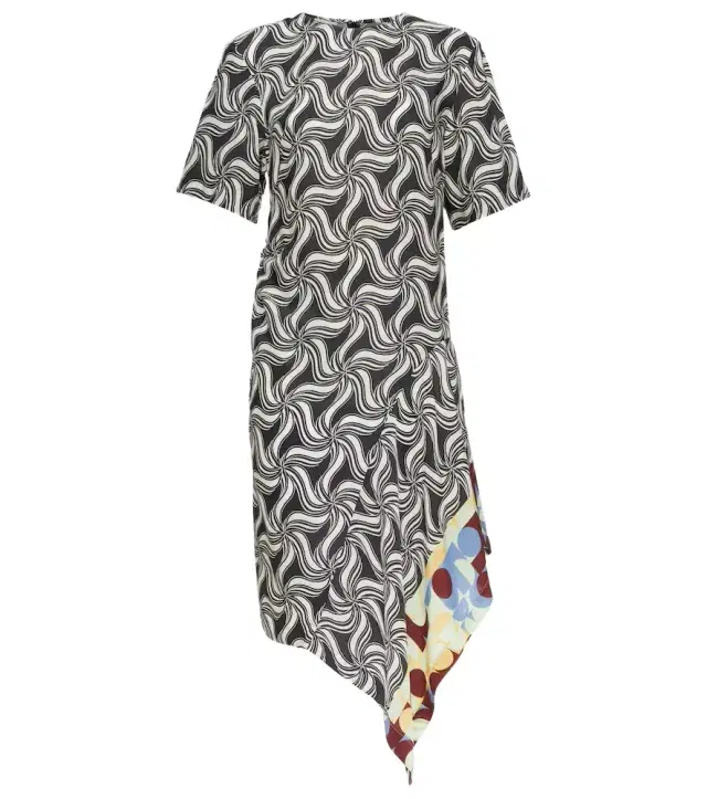 Dries Van Noten Printed asymmetric midi dress