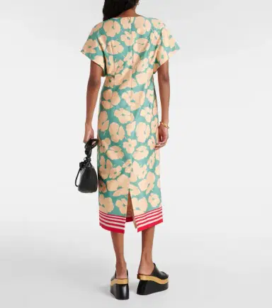 Dries Van Noten Floral satin midi dress | Thumbnail 2