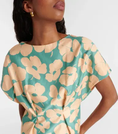 Dries Van Noten Floral satin midi dress | Thumbnail 4