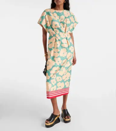 Dries Van Noten Floral satin midi dress | Thumbnail 5