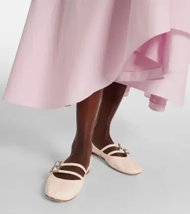 Roger Vivier Crystal-embellished leather ballet flats | Thumbnail 3