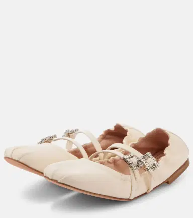 Roger Vivier Crystal-embellished leather ballet flats | Thumbnail 7