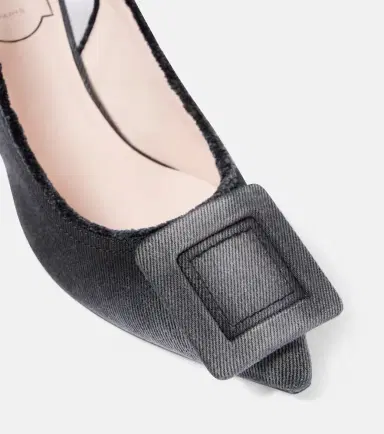 Roger Vivier Fringed denim slingback pumps | Thumbnail 4