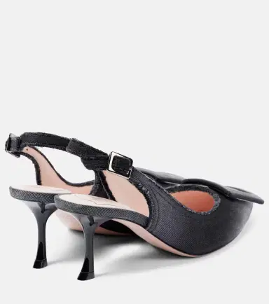 Roger Vivier Fringed denim slingback pumps | Thumbnail 5